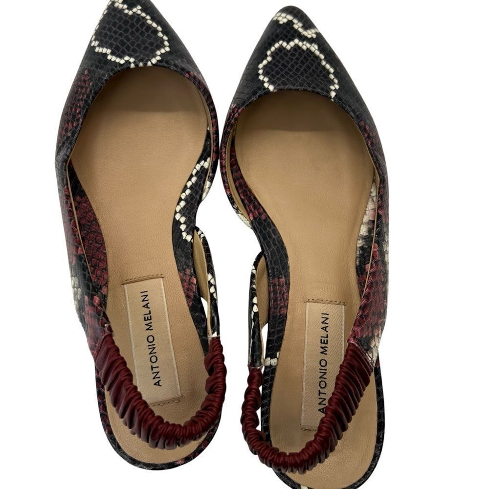 Sz 7m Antonio Melani Sling Back Snakeskin Print all Leather Shoes - Picture 9 of 14